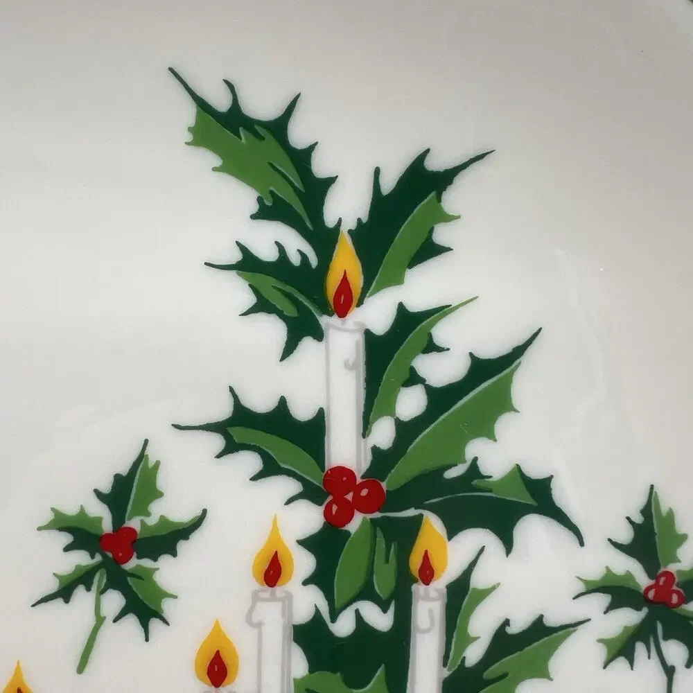 Vintage People Federal Savings Christmas Candles Holly Plate Platter 11
